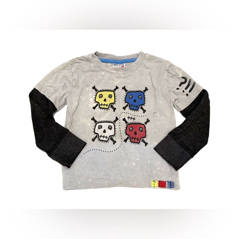Kids Long Sleeve Shirt with Colorful Skull Design